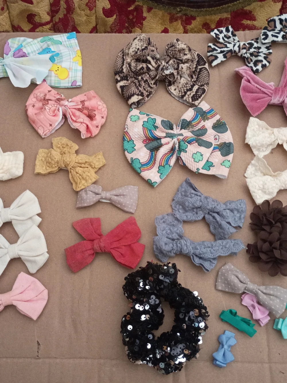 Kids Multi-Style Hair Bow and Scrunchie Set - Pink, Black, Blue, Gray, Cream